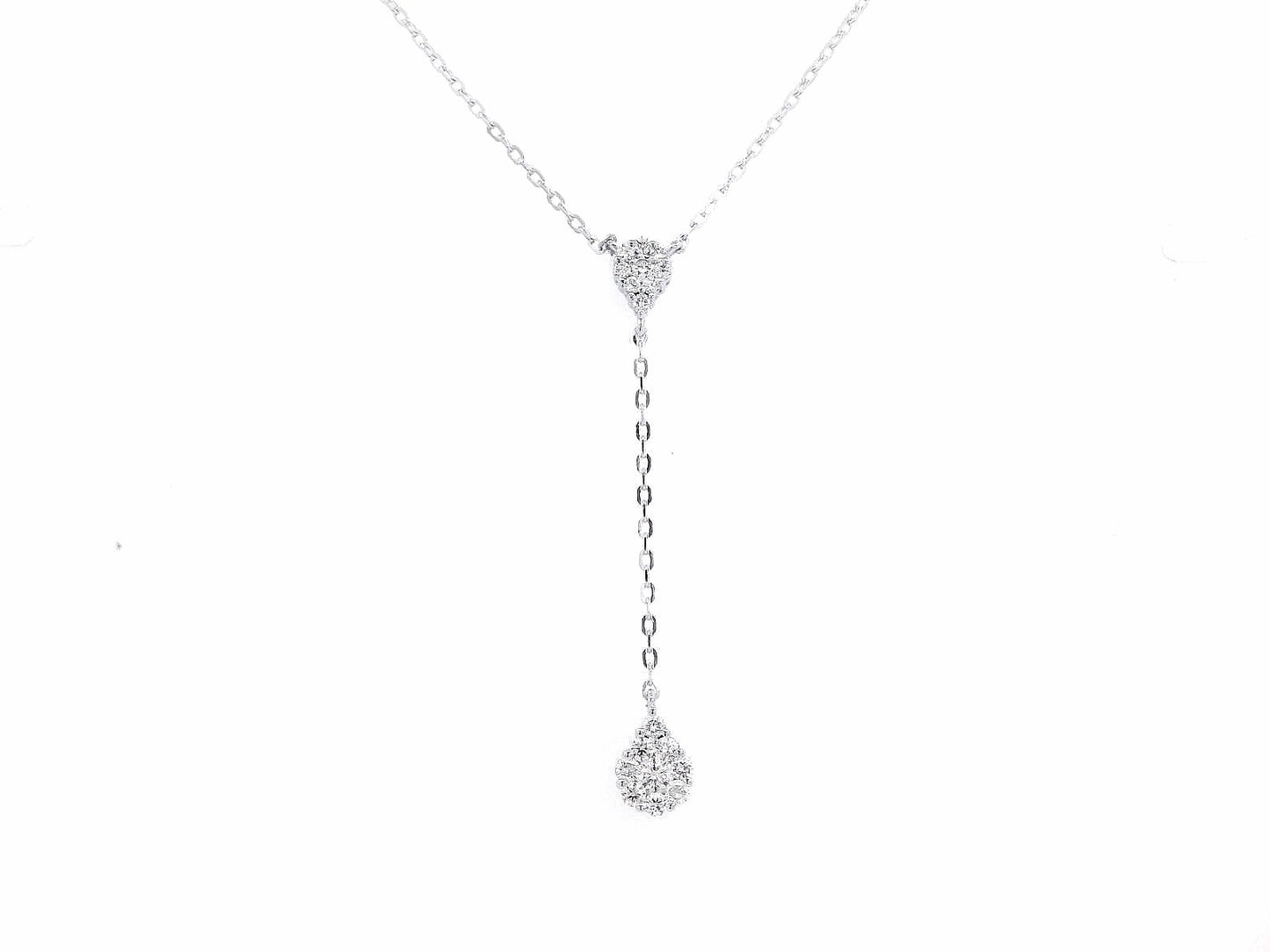 18K gold Y-necklace with sparkling diamond clusters, featuring a delicate drop design for an elegant and refined look.