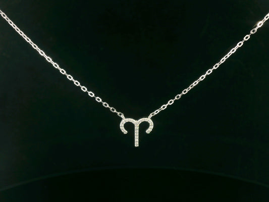 18K Gold Aries Zodiac Necklace with Diamonds – 0.09 Carat