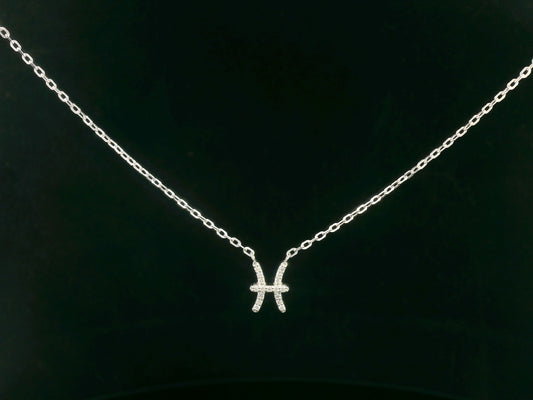 Pisces Zodiac Necklace in 18K Gold with Diamonds