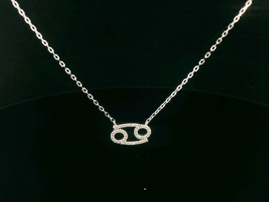Cancer Zodiac Necklace in 18K Gold with Diamonds – 0.17 Carat