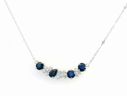 18K gold necklace with 2.09ct blue sapphires and 0.52ct diamonds – elegant design