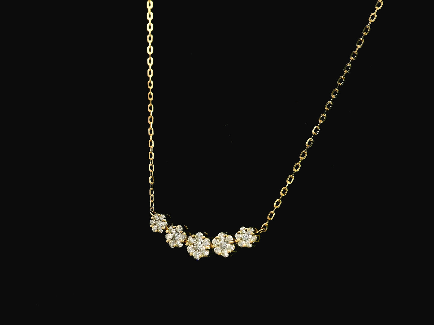 Diamond floral cluster necklace in 18K yellow gold with 0.55ct diamonds – Emirates Diamonds