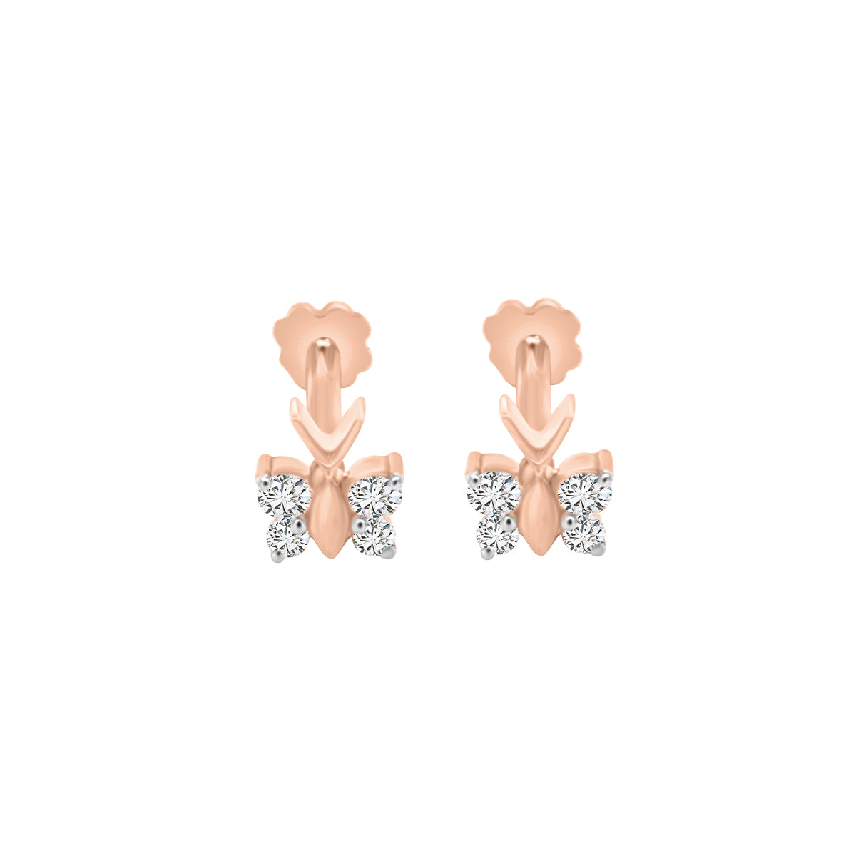 Butterfly Design Nose Pin In 18k Rose Gold.