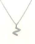 Alphabet Z Diamond Pendant In 18k White Gold.
