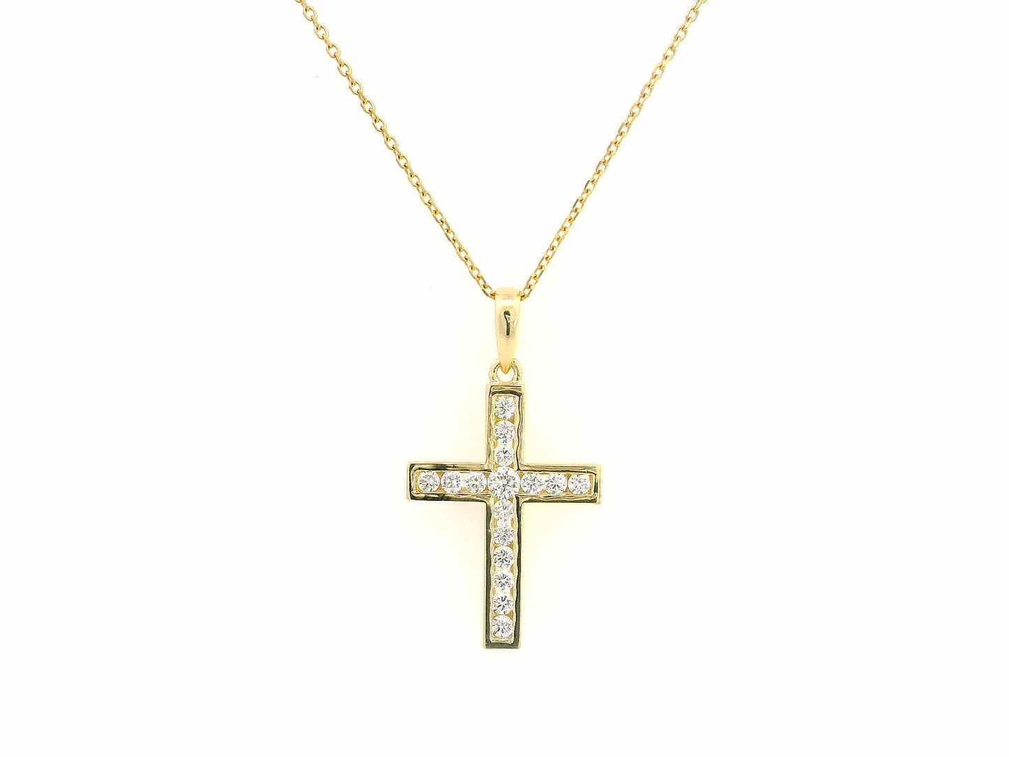 18K gold diamond cross pendant with 0.30 CT diamonds, religious jewelry, luxury faith pendant