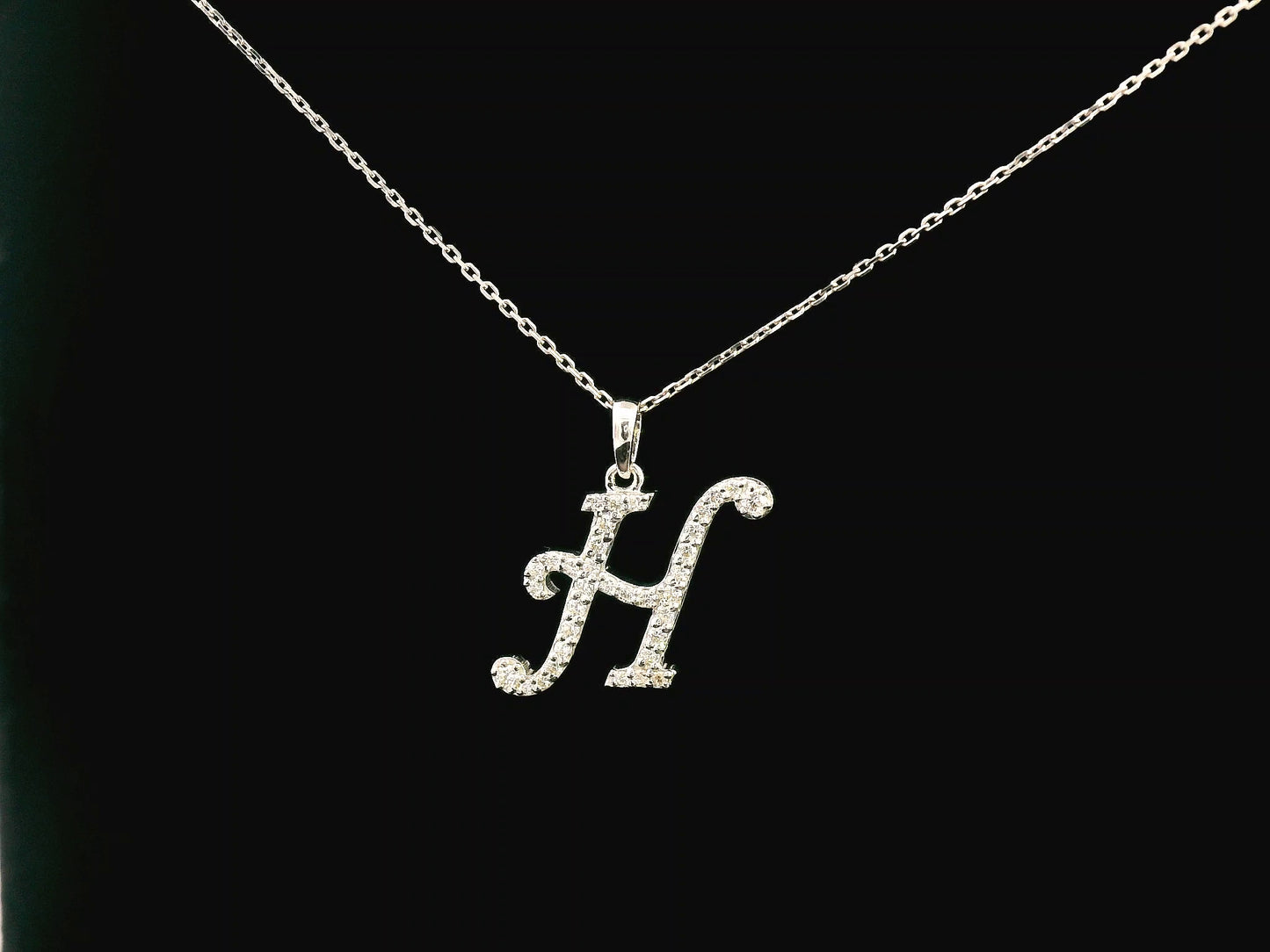 18K gold diamond initial pendant featuring 0.20 carats of brilliant diamonds, personalized letter necklace, luxury monogram jewelry gift.
