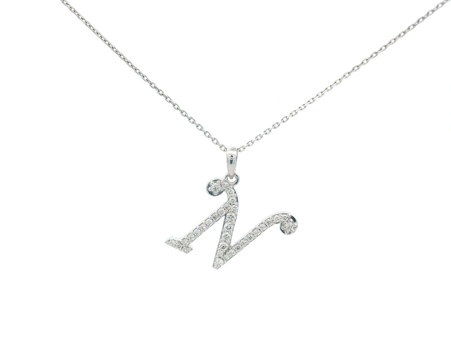 18K gold diamond initial pendant featuring 0.23 carats of brilliant diamonds, personalized letter necklace, luxury monogram jewelry gift.