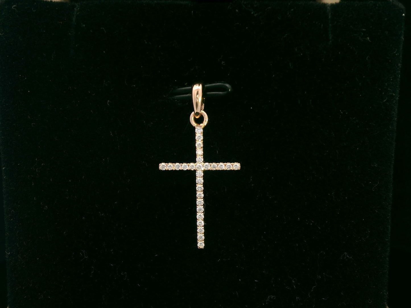 18K gold cross pendant with 0.13 carat round diamonds – faith jewelry necklace
