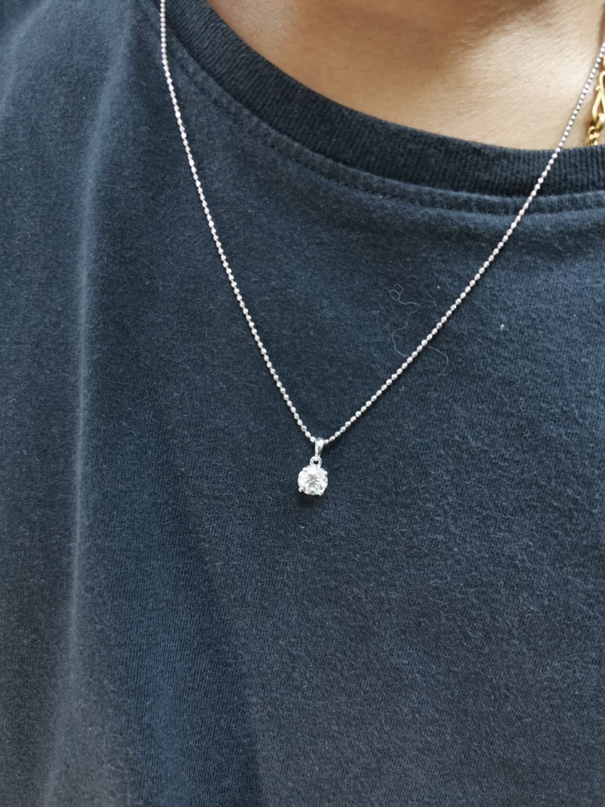 Solitaire Diamond Pendant in 18K White Gold – 1.01 Carat Round Diamond, IGI Certified