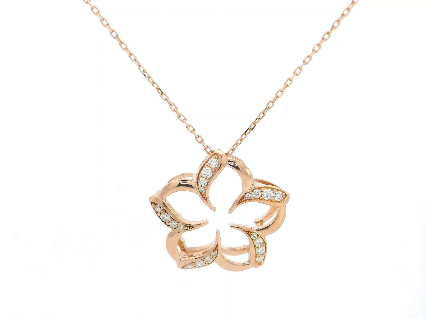 18K rose gold diamond floral pendant with 0.23 carat natural diamonds – chain not included