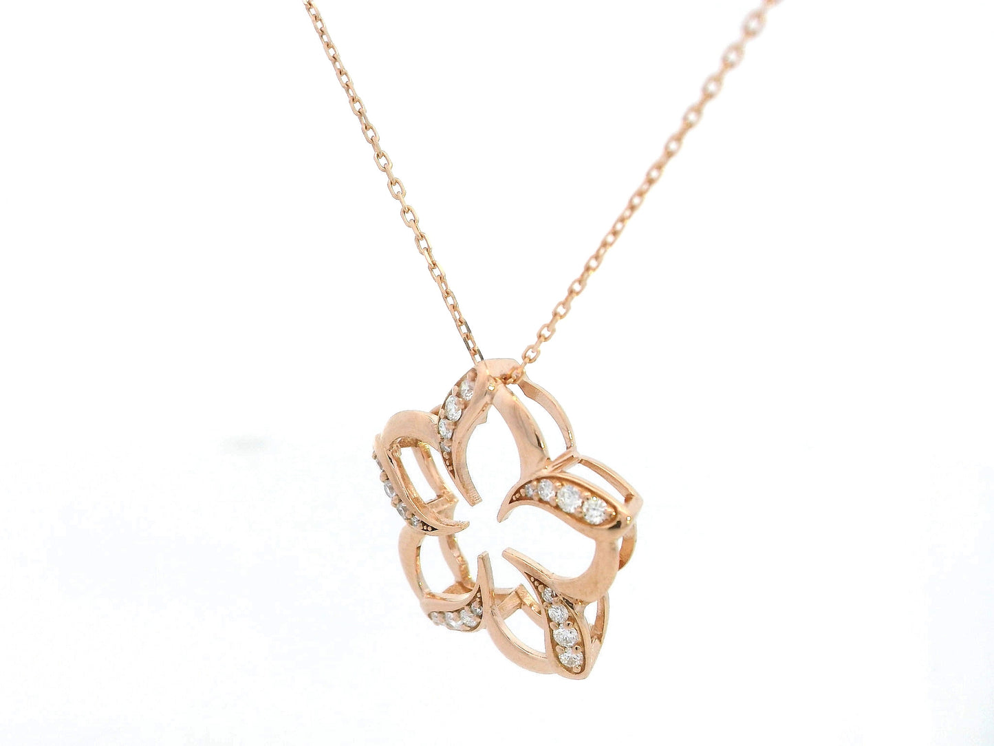 18K rose gold diamond floral pendant with 0.23 carat natural diamonds – chain not included