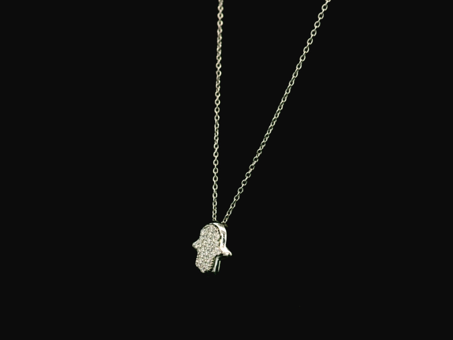Diamond Hamsa hand pendant necklace in 18K white gold by Emirates Diamonds
