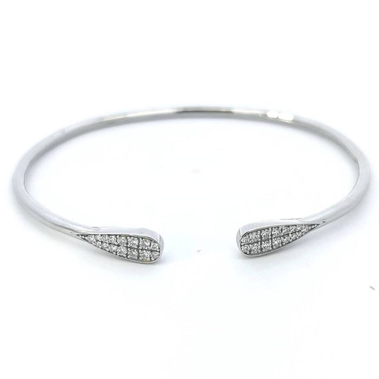 Open Cuff Diamond Bangle In 18k White Gold.