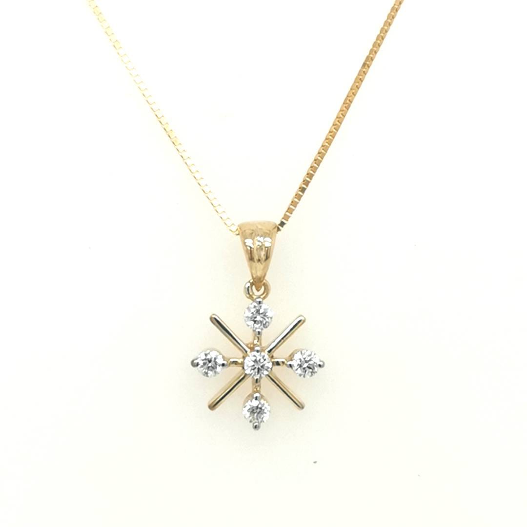 Starburst Diamond Pendant In 18k Yellow Gold.