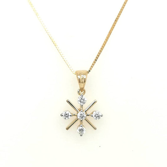 Starburst Diamond Pendant In 18k Yellow Gold.