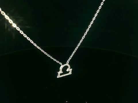 Libra zodiac pendant necklace in 18K gold with 0.09 carat diamonds on fine chain