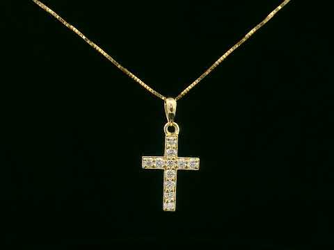 18K gold diamond cross pendant with 0.22 carat round diamonds, without chain