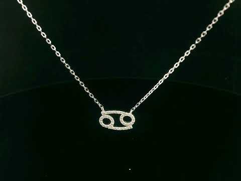 Cancer zodiac necklace in 18K gold with 0.17 carat diamond detailing on fine chain
