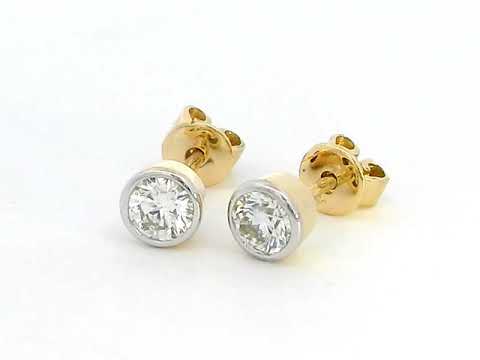 18K Gold Bezel-Set Diamond Stud Earrings – 0.53 Carat Total Weight