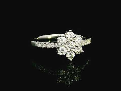 18K Gold Diamond Flower Cluster Ring – Carat Round Brilliant