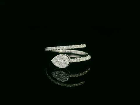 18K gold diamond wrap ring featuring a pavé double-band design with a pear-shaped motif.