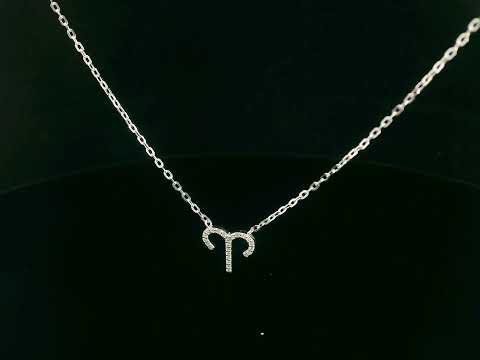 18K gold Aries zodiac necklace with diamond accents – 0.09 carat total.