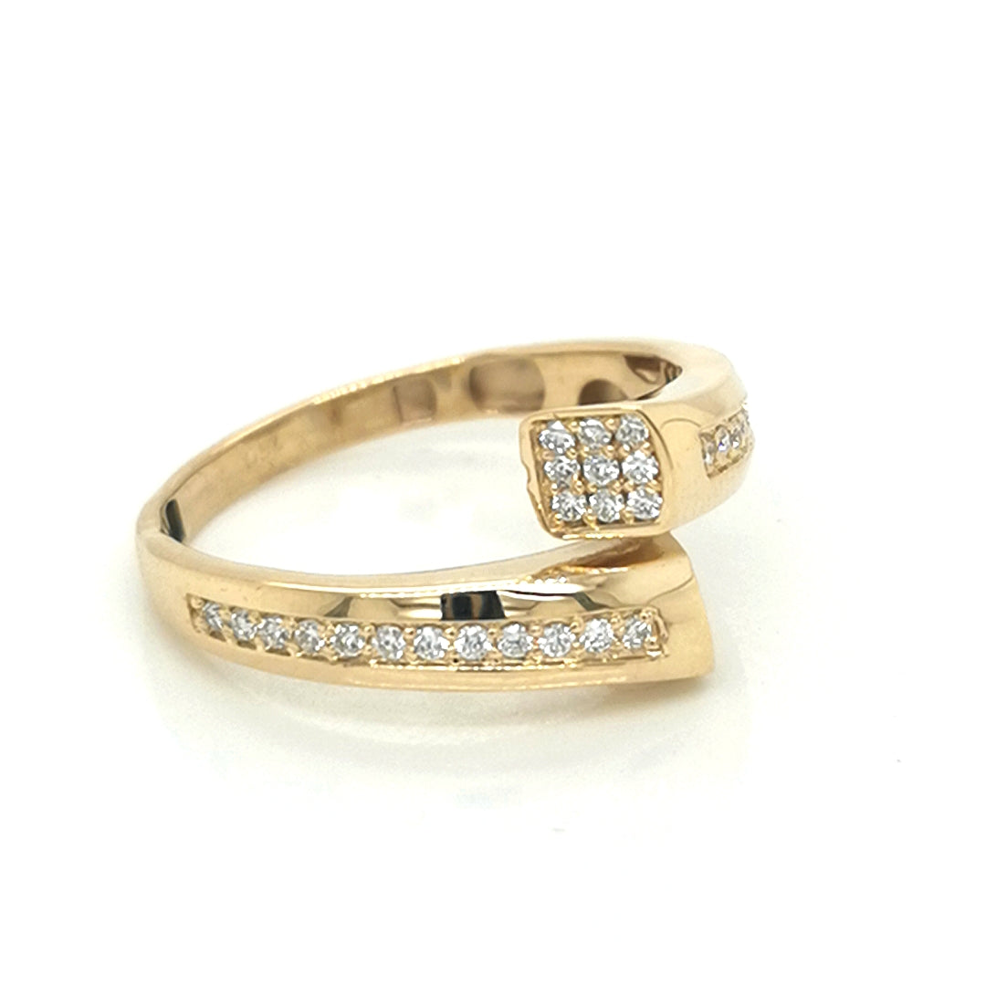 Open Cuff Designer Diamond Ring In 18k yellow Gold.