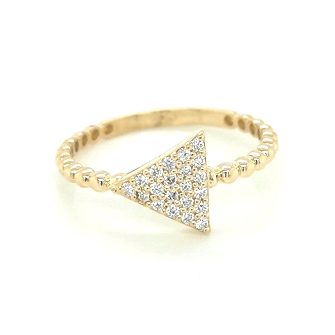 Triangle Motif Cluster Set Diamond Ring In 18k Yellow Gold.