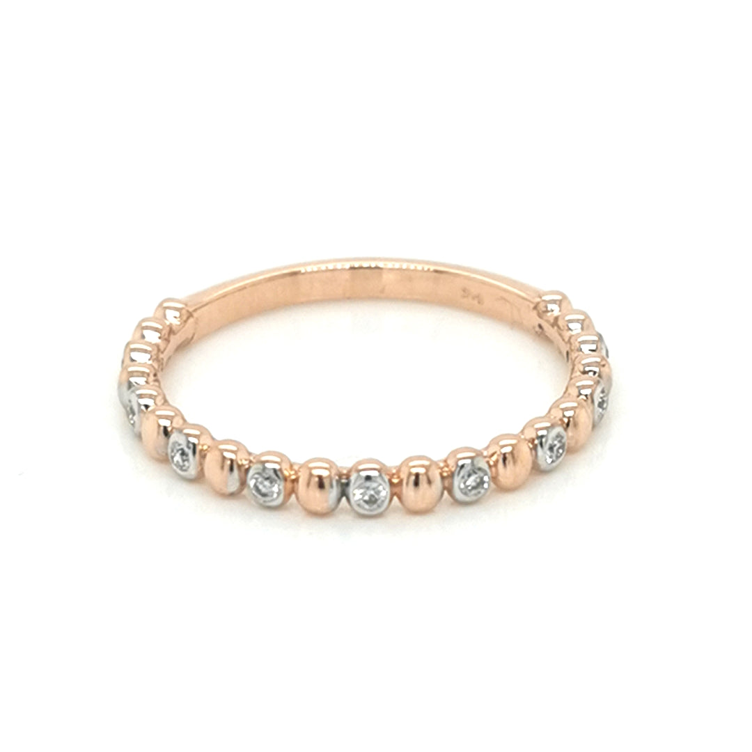 Half Eternity Gold Bead And Diamond Ring 18k Rose Gold.