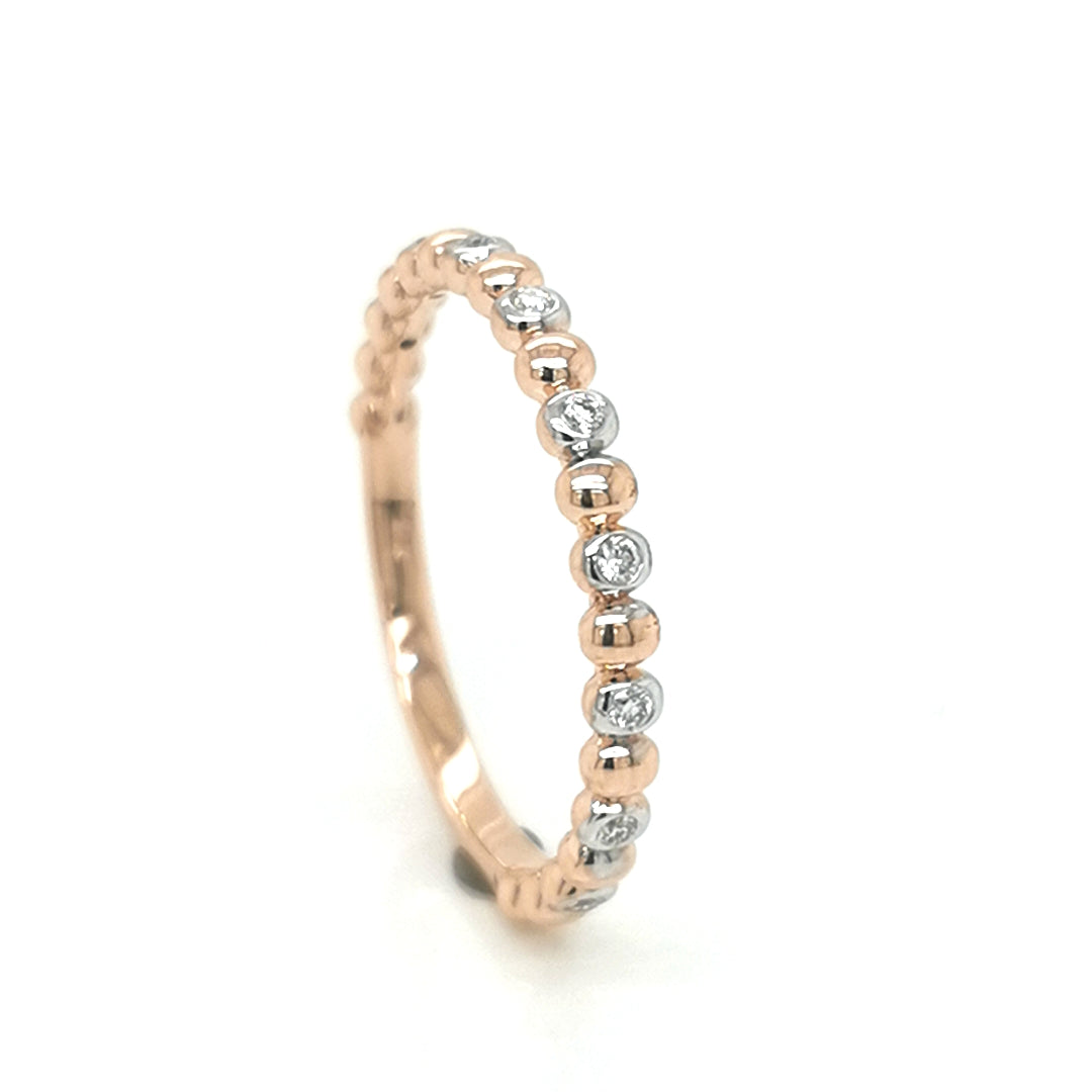 Half Eternity Gold Bead And Diamond Ring 18k Rose Gold.