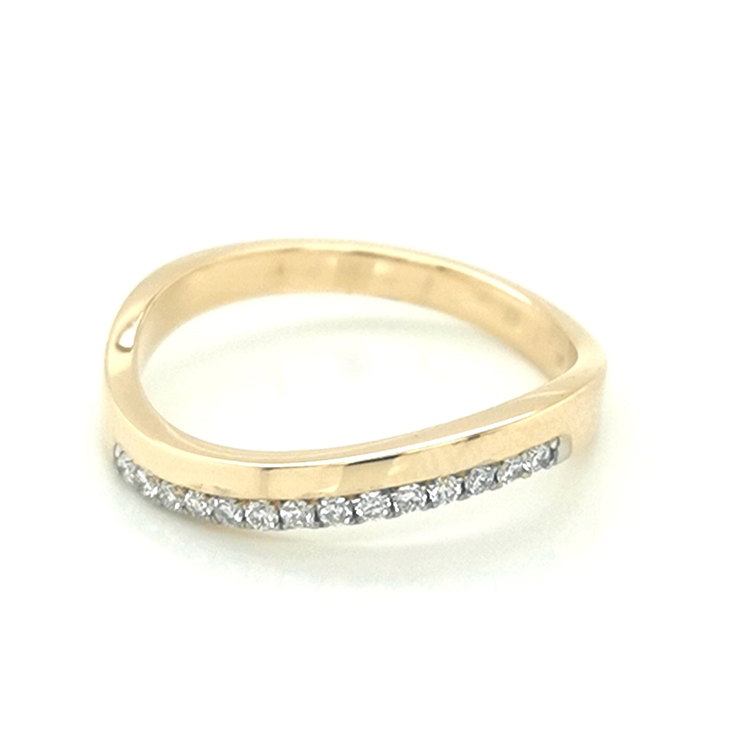 Half Eternity Diamond Ring In 18k Yellow Gold.