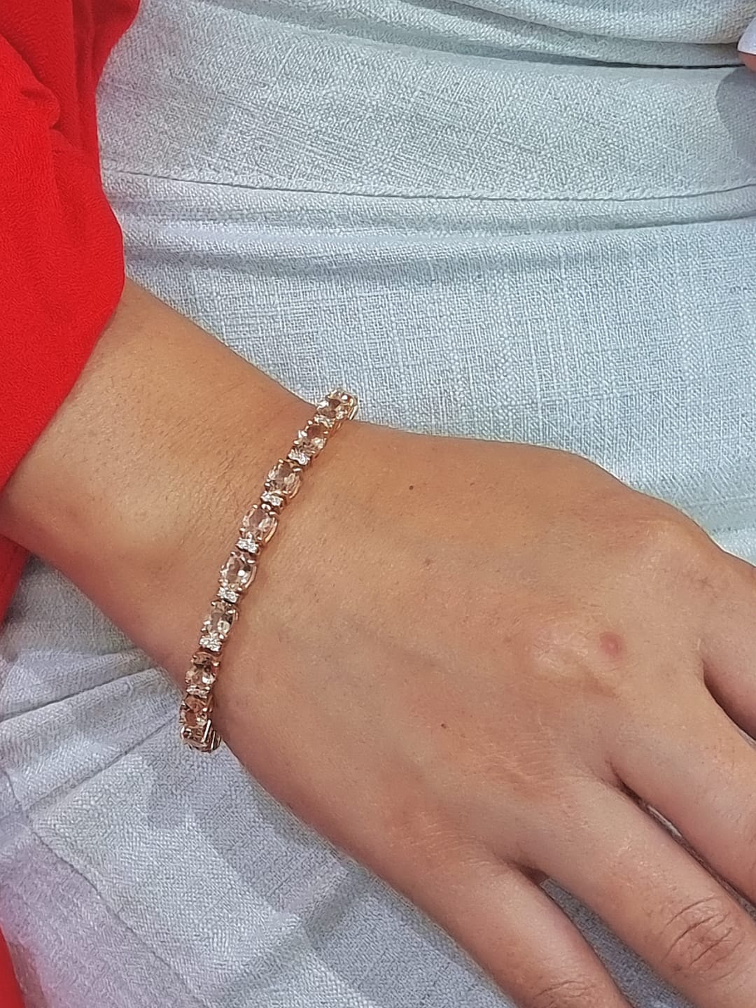 Morganite And Diamond Tennis Bracelet In 18k Rose Gold.