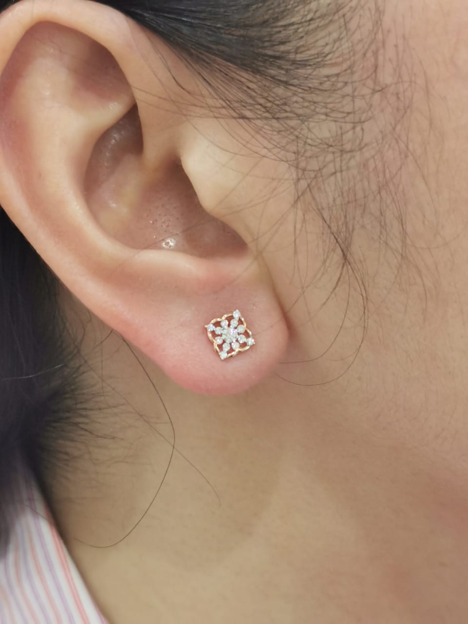 Cluster Diamond Stud Earrings Crafted In 18K Rose Gold