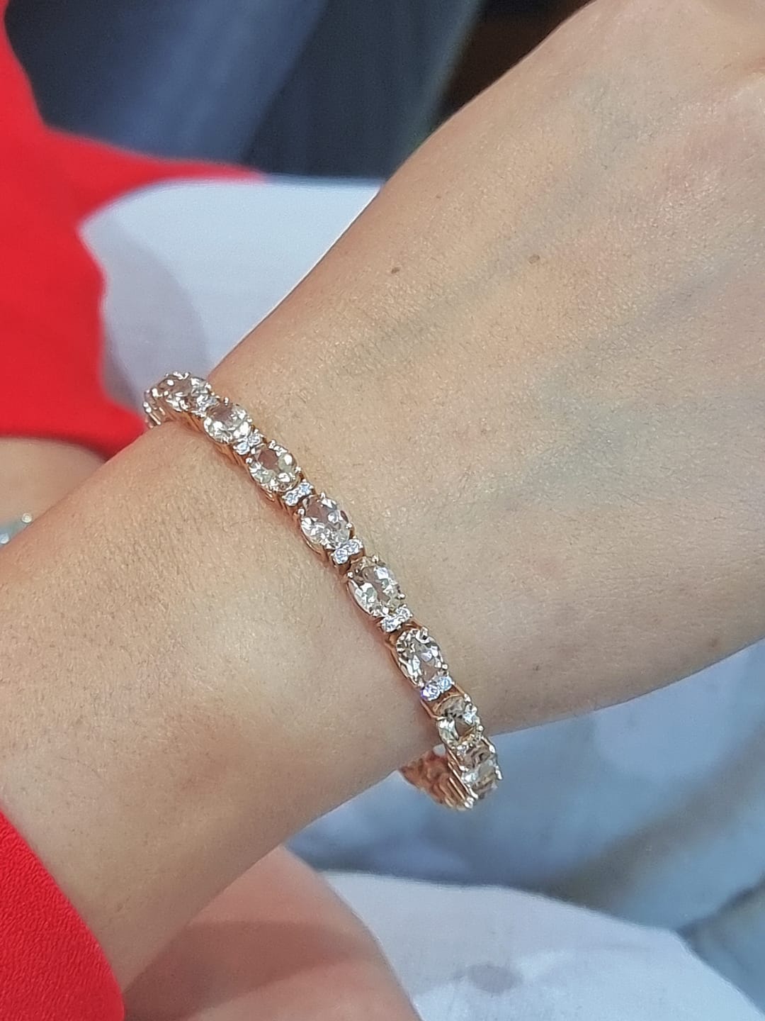 Morganite And Diamond Tennis Bracelet In 18k Rose Gold.