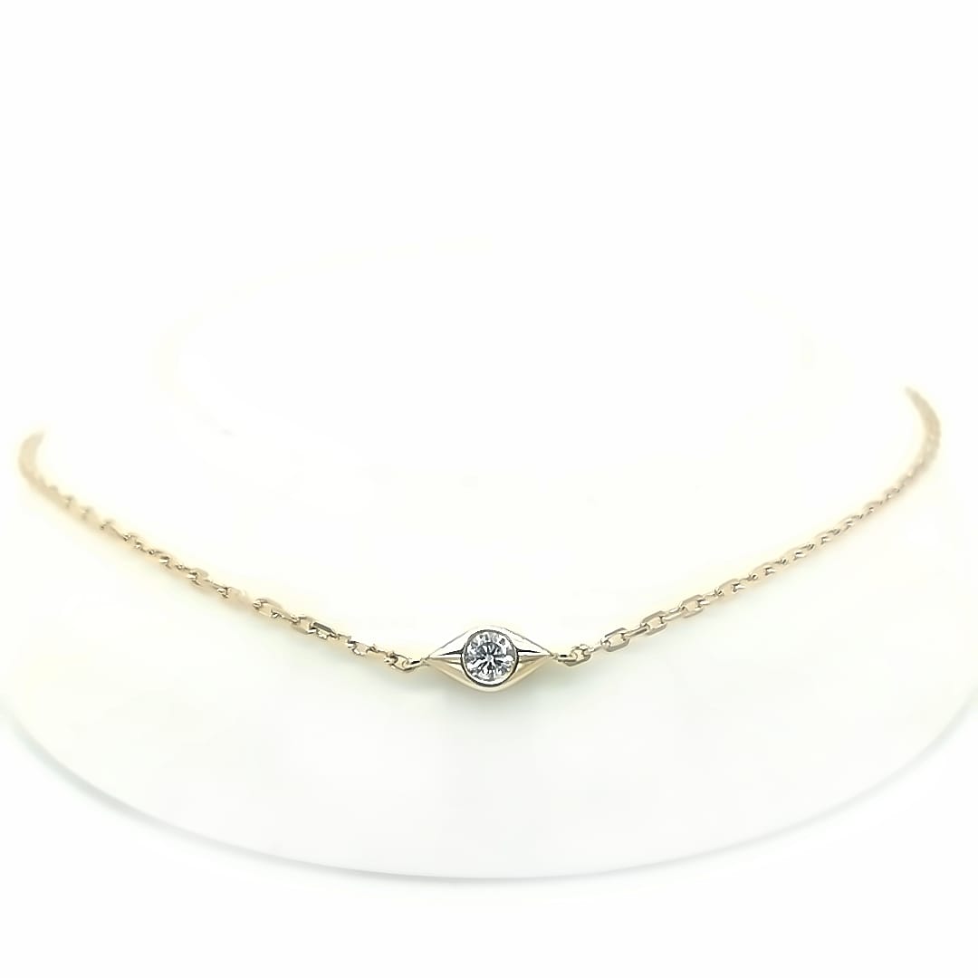 Solitaire Diamond Chain Bracelet In 18k Yellow Gold.