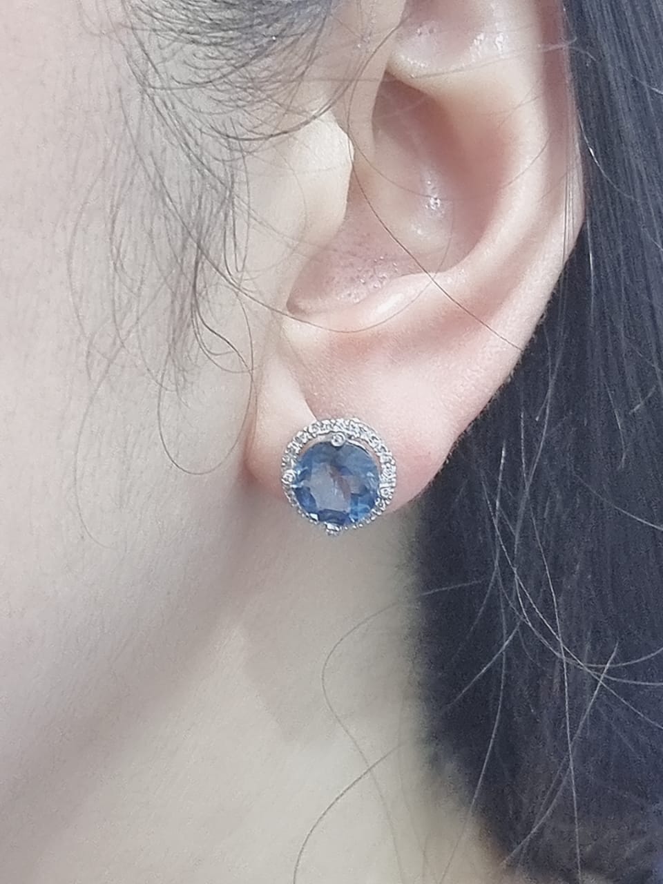 Blue Topaz And Diamond Earrings In 18k White Gold.