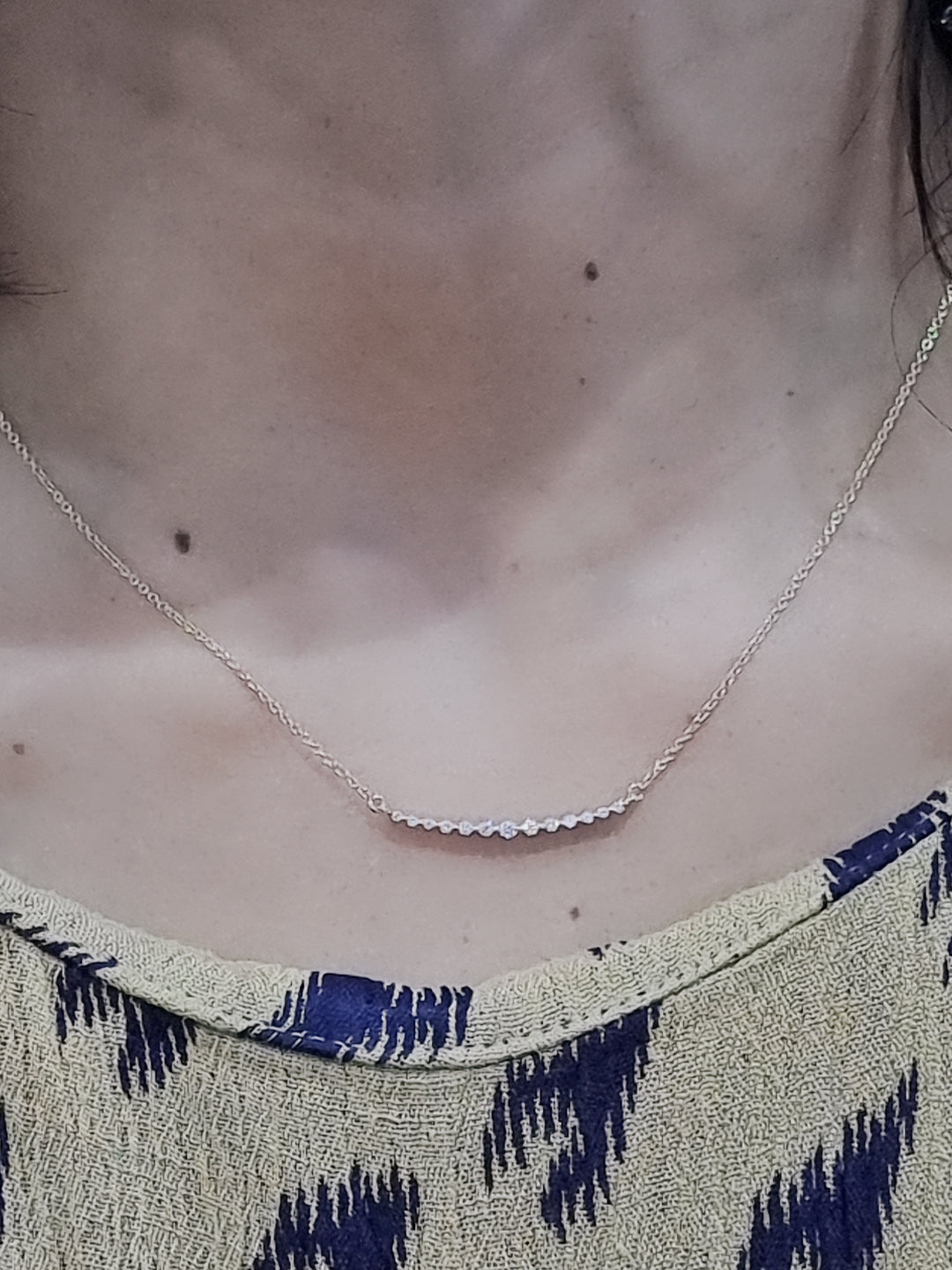 Petite Diamond Necklace In 18k Rose Gold.
