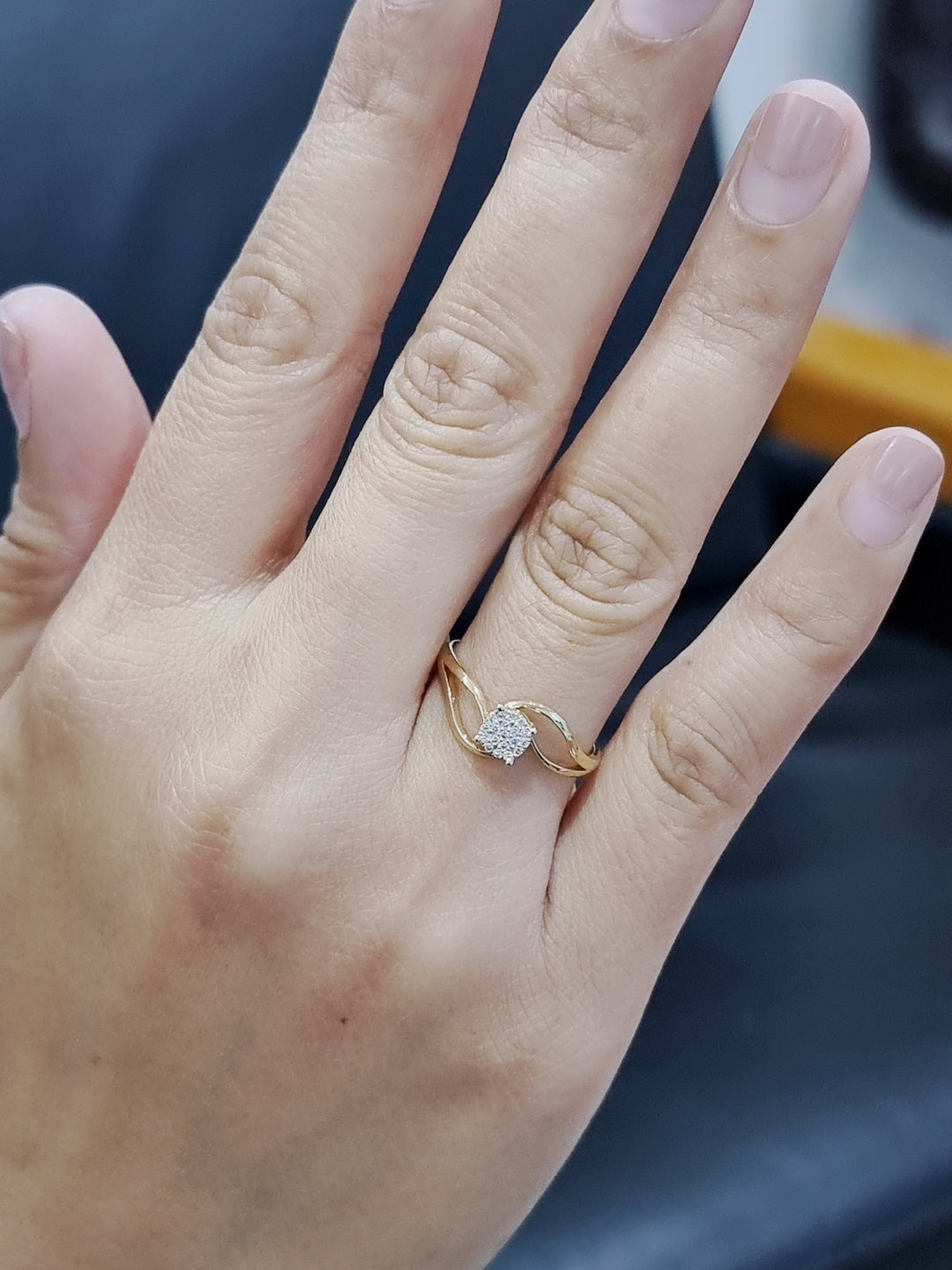 Cluster Set Diamond Ring In 18k Yellow Gold.