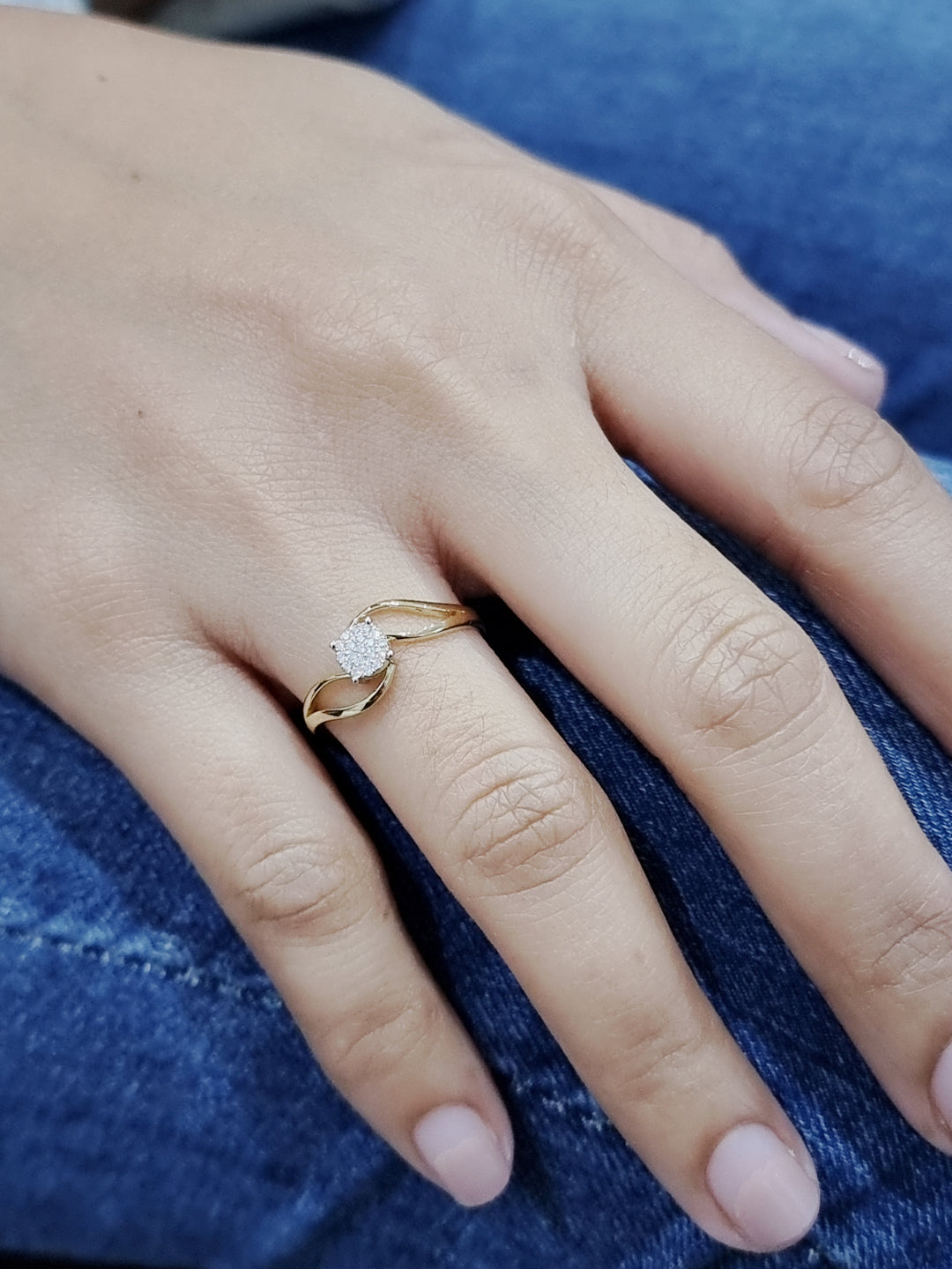 Cluster Set Diamond Ring In 18k Yellow Gold.
