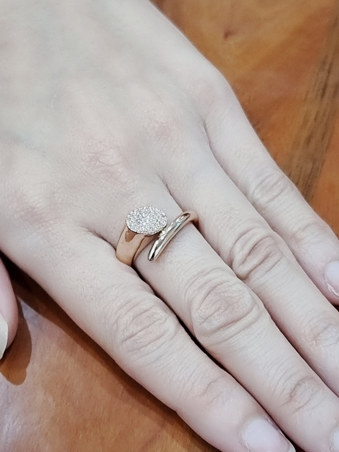 Unisex Chunky, Bold Diamond Ring In 18k Rose Gold.
