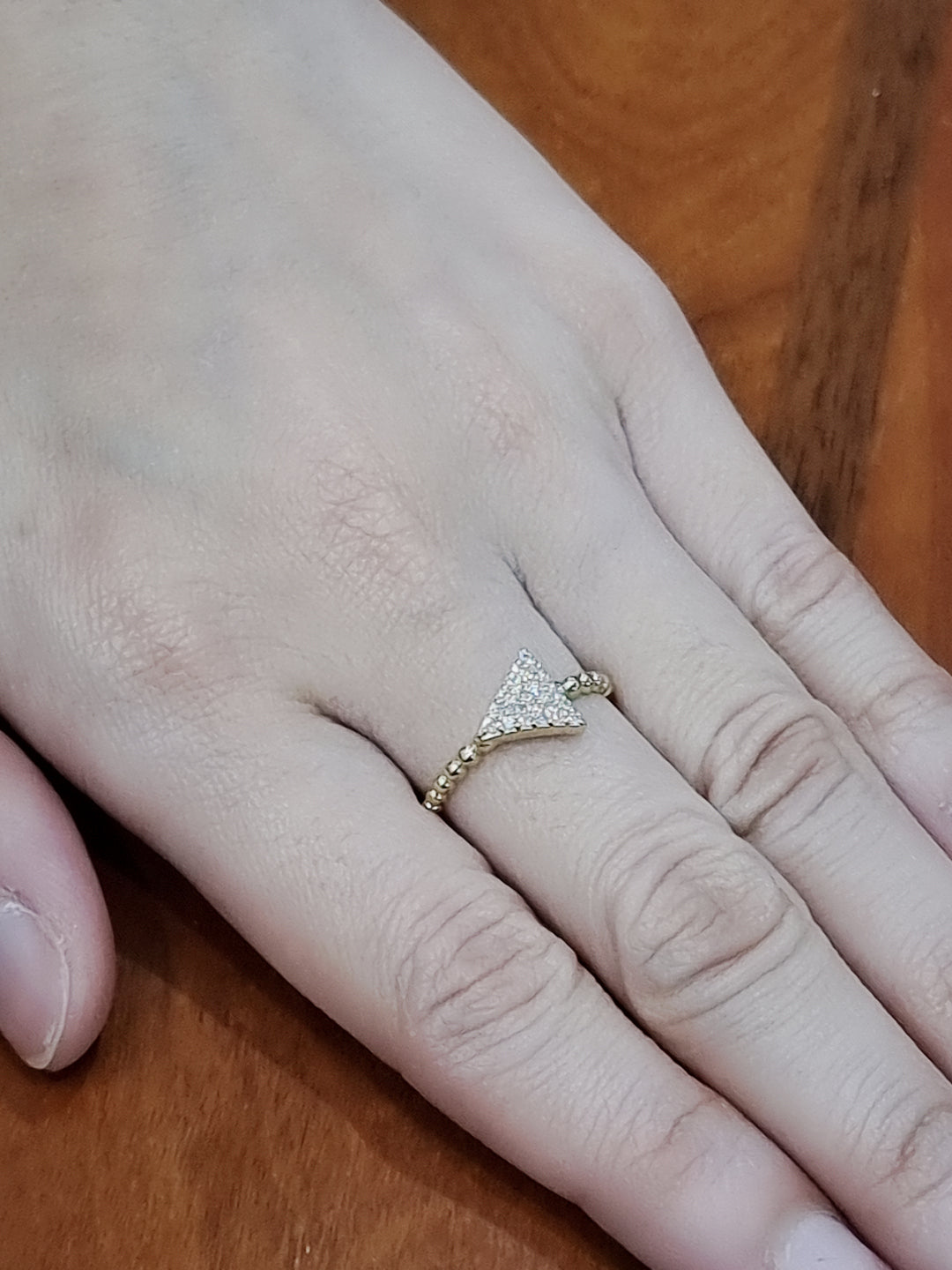 Triangle Motif Cluster Set Diamond Ring In 18k Yellow Gold.