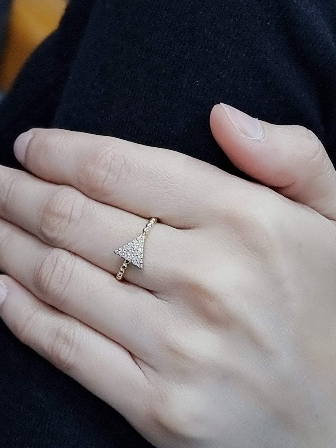 Triangle Motif Cluster Set Diamond Ring In 18k Yellow Gold.