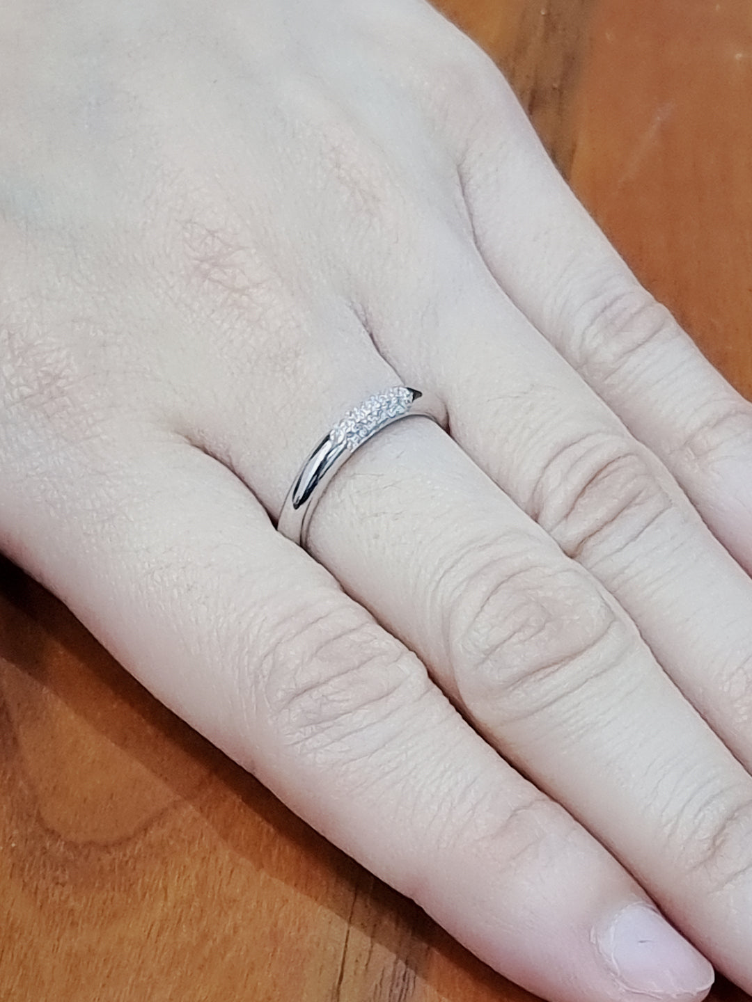 Half Eternity Cluster Set Diamond Wedding Band, Stack Ring In 18k White Gold.