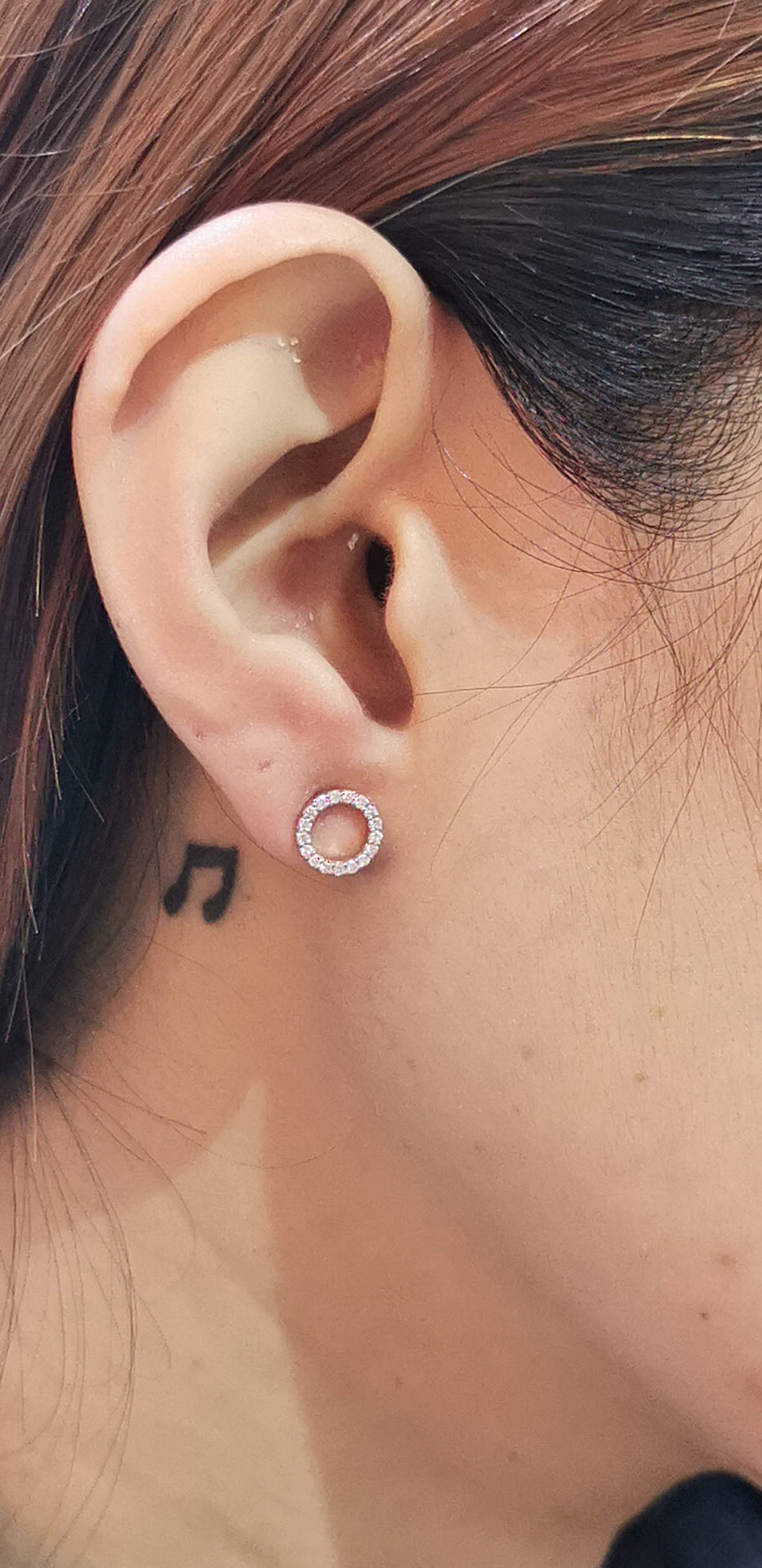 Chic Open Circle Diamond Earrings in 18K Rose Gold - Timeless Elegance