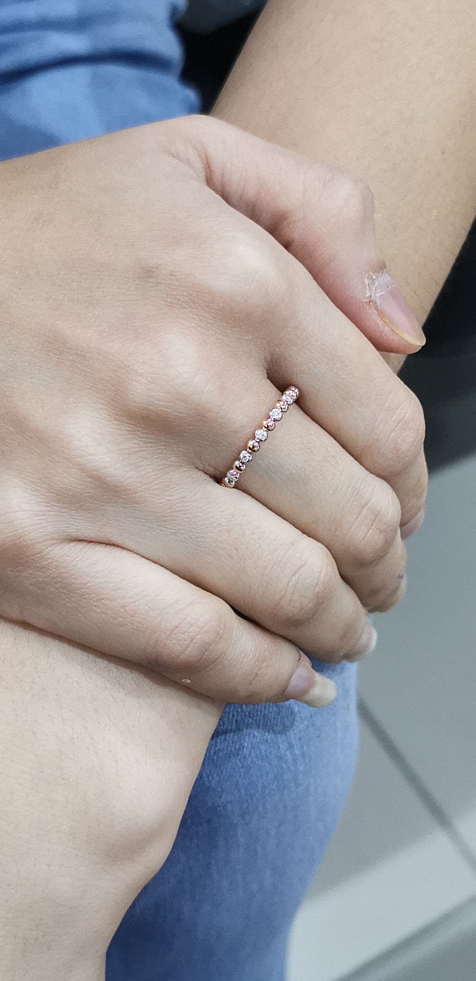 Half Eternity Gold Bead And Diamond Ring 18k Rose Gold.