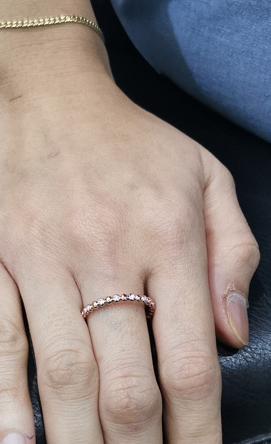 Half Eternity Gold Bead And Diamond Ring 18k Rose Gold.