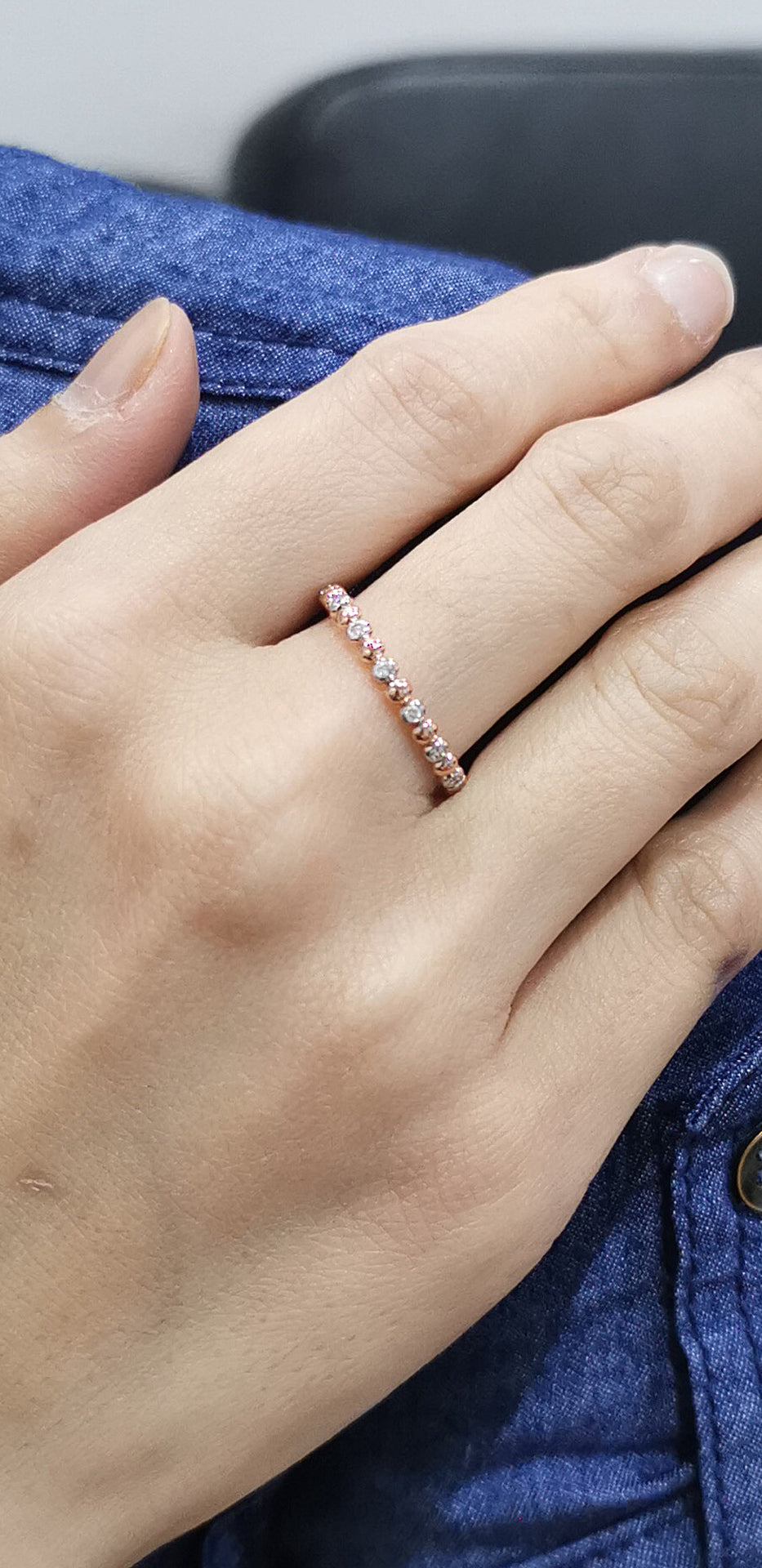 Half Eternity Gold Bead And Diamond Ring 18k Rose Gold.
