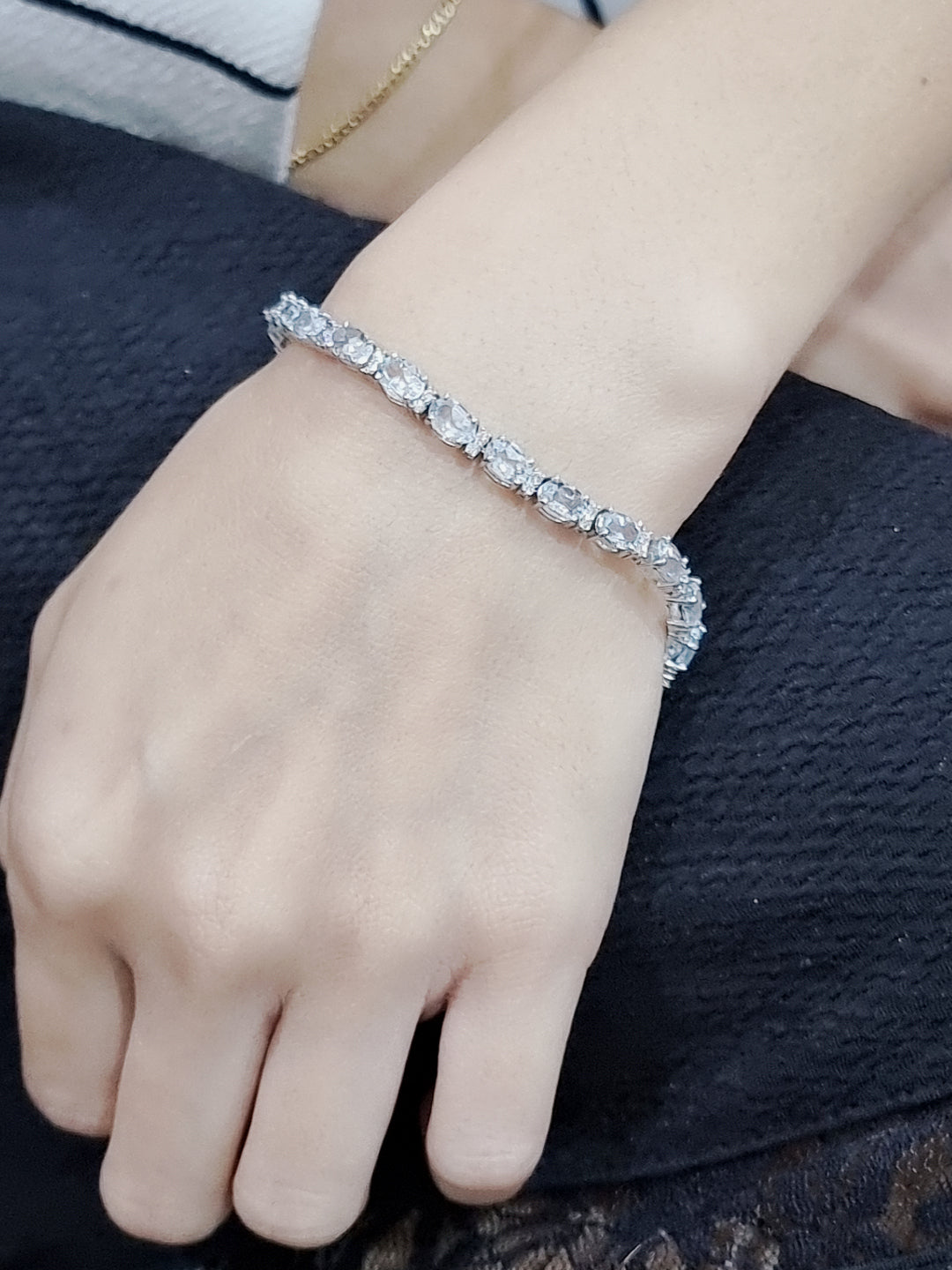 Aquamarine And Diamond Bracelet In18k White Gold.