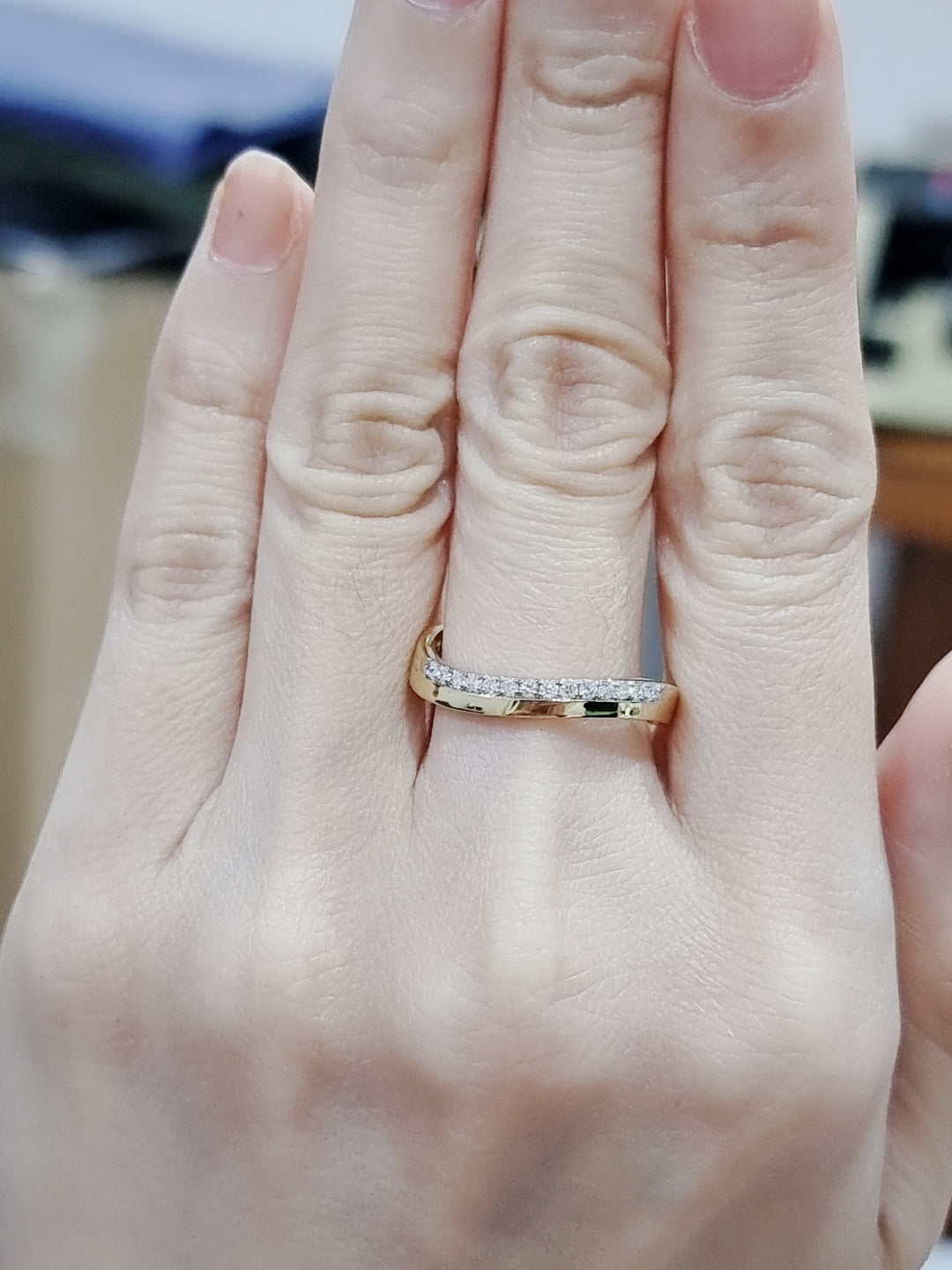 Half Eternity Diamond Ring In 18k Yellow Gold.