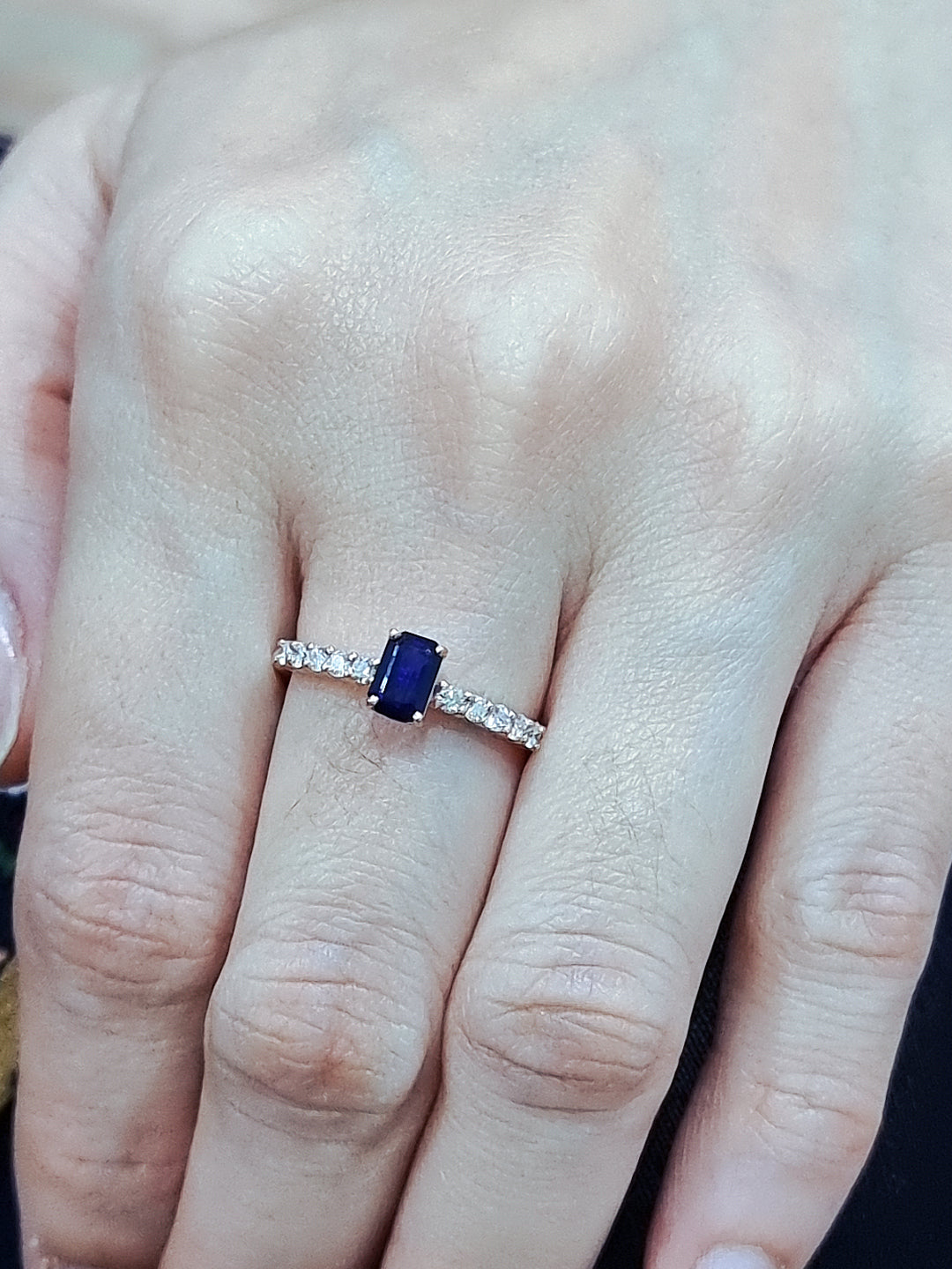 Petite Sapphire And Diamond Ring In 18k Rose Gold.